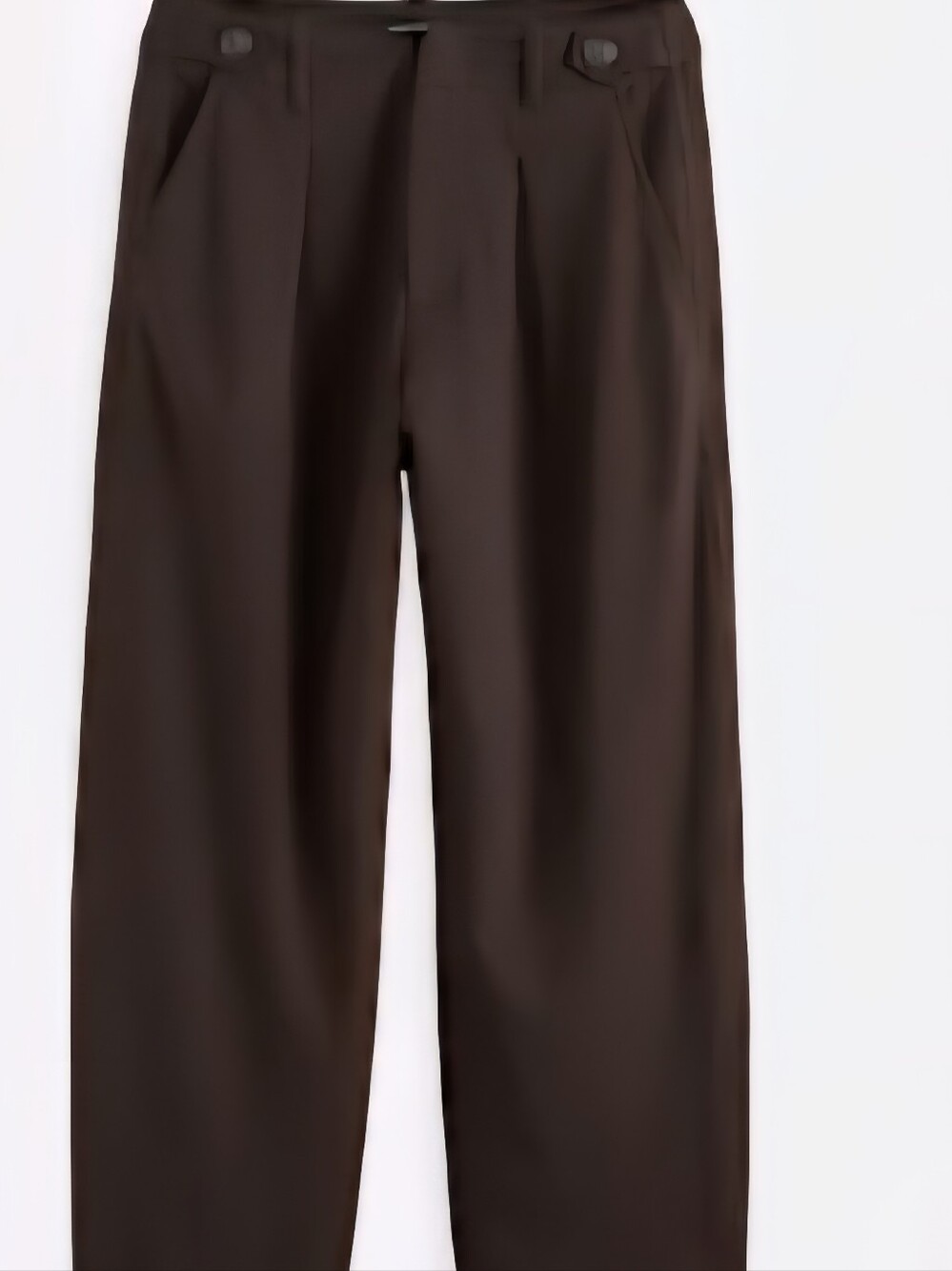 High-Rise Pleated Women's Trousers in Dark Brown